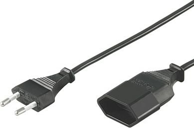 Deltaco DEL-109AE - Strømforlengelseskabel - Europlug (hann) rett til IEC 60906-1 (hunn) rett - AC 250 V - 2.5 A - 3 m - svart
