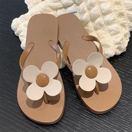 Sommer Kvinners Blomstersandaler Flip Flops Myke Såle Tøfler Strandsko 38