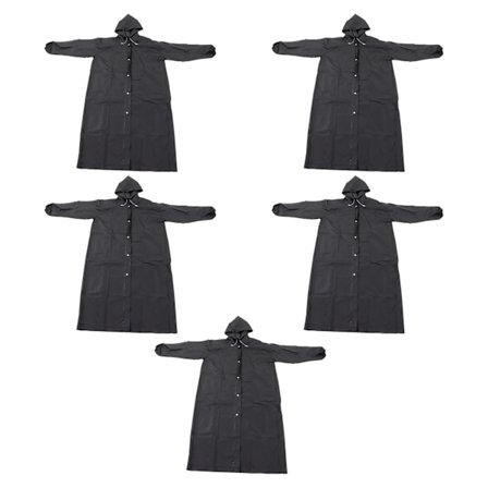 5 kpl Hupullinen sadetakki Paksuuntunut EVA Nopeasti kuivuva uudelleenkäytettävä yksiosainen sadetakki aikuisille ulkoiluun, musta