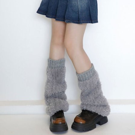 Koko: Yksi koko; HARMAA - Naisten tekoturkis säärystimet, yksivärinen, kyynärpää-uurretut saapassuojat talveksi