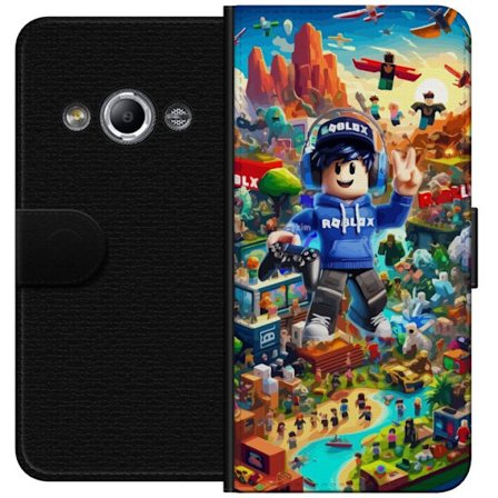 Kompatibel Tegnebogsetui til Samsung Galaxy Xcover 3 Stor detaljeret Roblox verden fyldt med figurer, eventyr og farverige omgivelser perfekt til lege