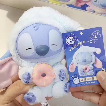 MINISO Stitch Blind Box Taske Spis noget før søvn Serie Vinyl Pendant Sød Dukke Mystery Box Fluffy Doll Surprise Gaver