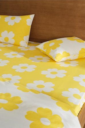 Jotex - Stretchlaken Gul/naturhvit - WERNER - Kjøp Dra-på-laken hos Jotex