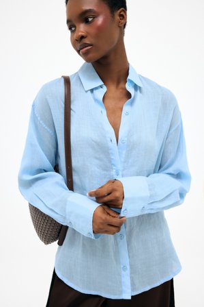 Premium Selection Ramie-Shirt - Hemden - Blau - EU 44