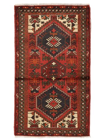 Handgeknoopt Perzisch Hamadan Vloerkleed 70X122 Zwart/Donkerrood