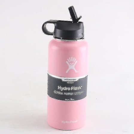 2023-voksen 32oz sportsvannflaske i rustfritt stål isolert vannflaske med sugerørlokk-1a-farge lys rosa yiyi