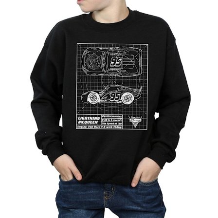 Bilar Pojkar Blixten McQueen Ritning Sweatshirt 3-4 År Svart