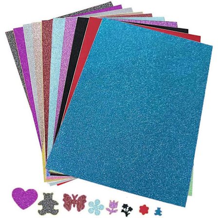 Glitterpapir, 30 skinnende klistermærker, meget velegnet til børns DIY gaveæskeemballage, fødselsdagsfestdekoration scrapbog, håndværkspapir 10 farver