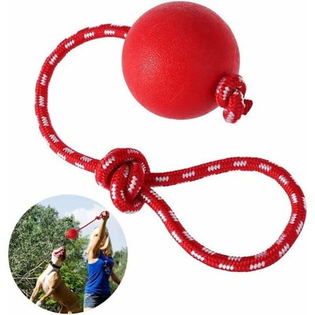 Hunde kasteball, 1 stk elastisk hundeball med tau, naturlig gummiball tau, valpeleke, hundeleker, hundeleke diameter 7 cm
