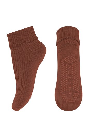 Wool Socks - Anti-Slip Brown Melton