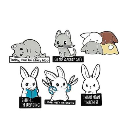 Søt kanin dyrebokstav brosje emalje pin badge kawaii tegneserie pins kanin merker pin sett brosjer for klær