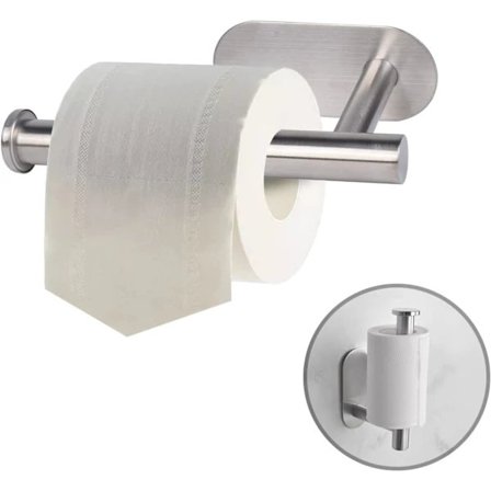 Self-Adhesive Toilet Paper Holder - WC Toilet Roll Holder No Drilling, Stainless Steel Wall Mount for Bathroom