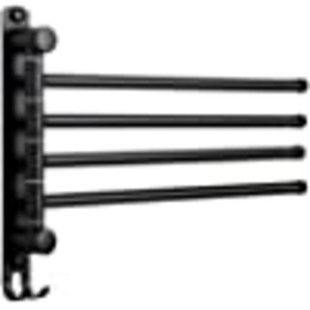 Svart håndkletørke for bad med 4 stenger 180° roterende håndkletørker S