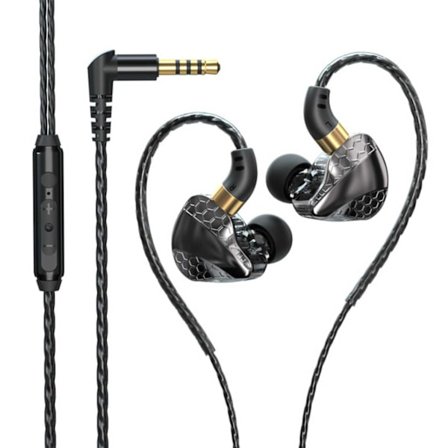 Langalliset kuulokkeet 3,5 mm AUX HiFi Bass Black