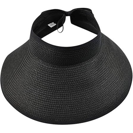 Svart - Sommer Dame Halm Solhatt Strand Solhatt Hodeplagg Solhatt Solbeskyttelse Pustende UV-beskyttelse Sammenleggbar Sommer Strand Casual Reise