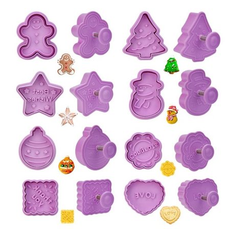 8 st Julskärare Kexskärare Plastskärare Barnstämpelfestivalskärare Set för Kex Choklad