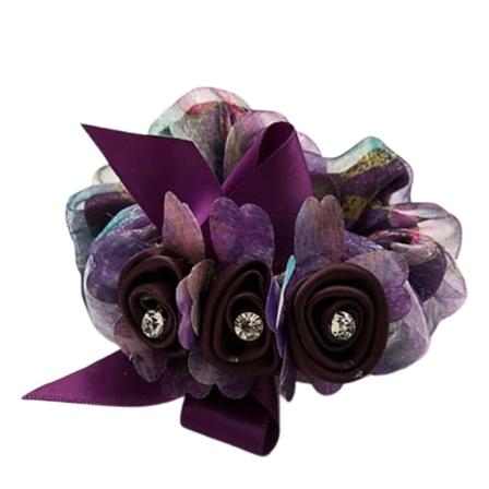 Blomsterdekor Hårslips Faux Pearl Elegant Perler Bun Hårring Hårtilbehør Gråaktig lilla Greyish Purple