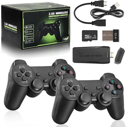 Langaton Retro-pelikonsoli, yli 20 000 peliä, pelikahva, jossa on 9 sisäänrakennettua emulaattoria, Mini-pelikonsoli kahdella 2,4G langattomalla 