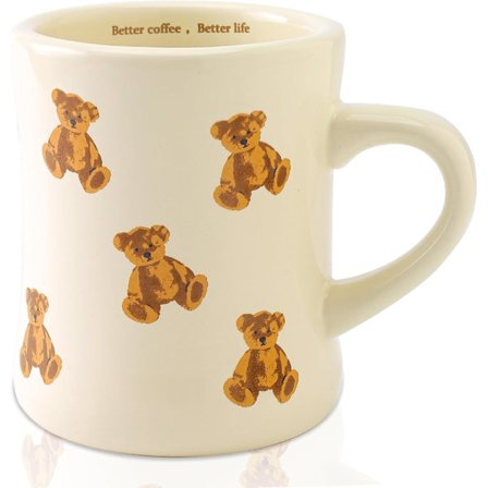 Bedårande retro tecknad björnmugg, keramisk kaffe-/vattenkopp – en unik present till kvinnor och flickor.