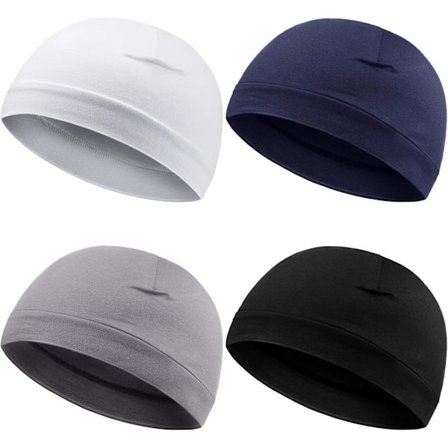 Hodeskaller Caps Menn Myk Bomulls Beanie Sove Caps Stretch Hjelm Mu