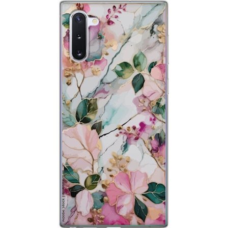 Kompatibel Mobilcover til Samsung Galaxy Note10 Abstrakt marmormønster med blomster, blade og gyldne detaljer i bløde pastelfarver