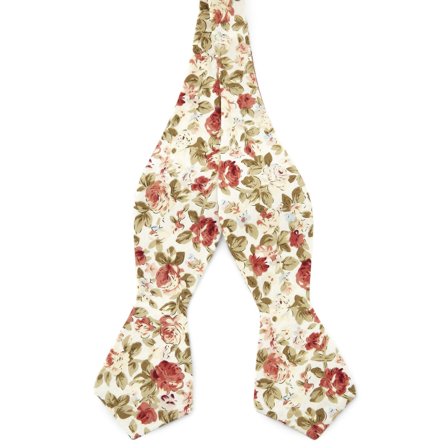 Papion self-tie crem cu model floral pentru bărbați - Papioane self-tie