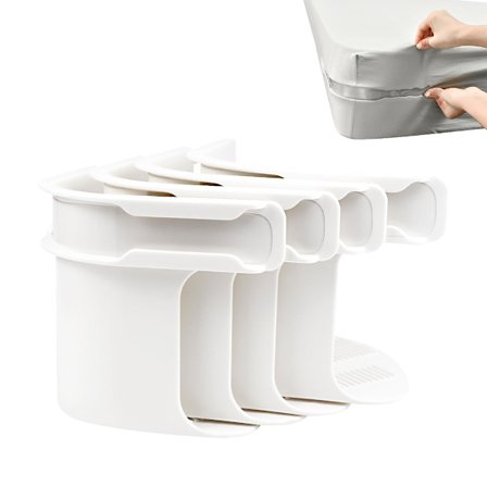 Dra-på-lakanhållare, halkfria lakanclips, öppen hörnbädd med låsremsor, madrasskydd