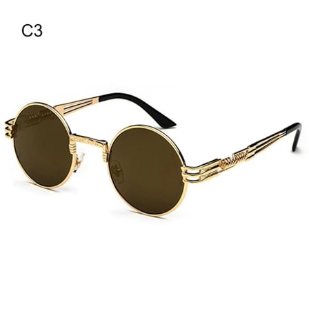 Runda Steampunk Solglasögon Metallram Solglasögon C3 C3