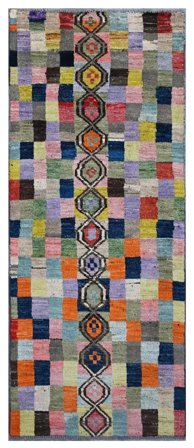 Tapis Berbère Colourful 74X195 De Couloir Gris Foncé/Noir (Laine, Afghanistan)