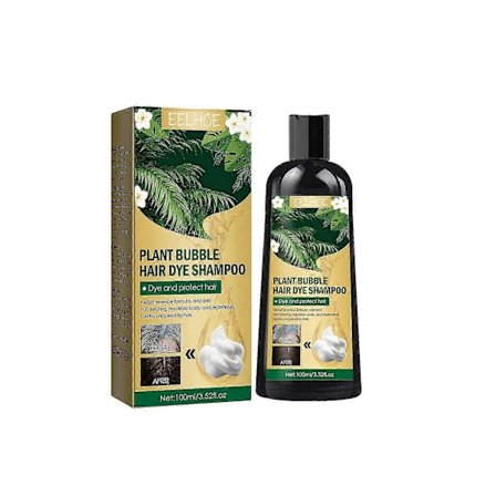 Plant Bubble Hårfärg - Naturligt Svart, Mild & Långvarig Hårvård, Täcker Grått Hår, Enkel Applicering