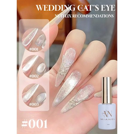 MIANEL 1-5 st 12ML Galaxy White Glaspärla Cat Eye Gel Nagellack Sommar Naglar Super Vita Naglar Nagelkonst Salong Nagelmaterial