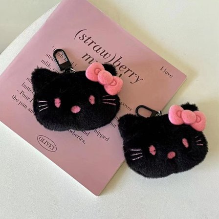 Kawaii Black Anime Cat Plysch Nyckelringar Sweet KT Cat Doll Keyrin