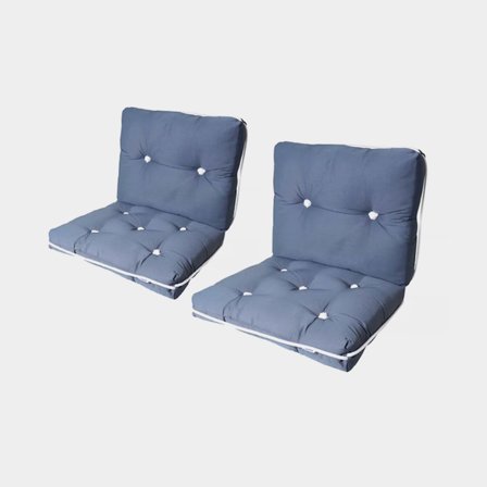 Boat cushions with kapok 1852-Marine, 45 x 74 x 8 cm, grey, double, 2-pack