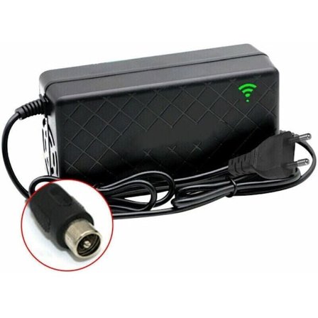 24V 2A Hurtigoplader til Elcykel, Kompatibel med Lithium Batteri, 29.4V 2A Output, Køleventilator, DC Port, RCA Stik