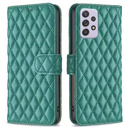 Rhombus mat Samsung Galaxy A52 5G / Samsung Galaxy A52 flip etui - Grøn