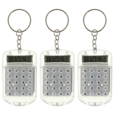 3 stk. Mini elektronisk kalkulator nøkkelring liten lommekalkulator nøkkelring