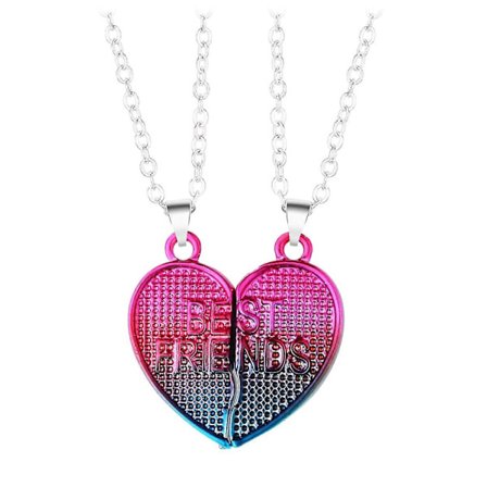 2 Dele Ombre Farve Hjerte Halskæde Personlig Magnet Vedhæng til Kæreste A