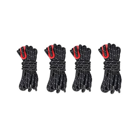 #4 stk camping refleks tau, svart, 4mmx4m#