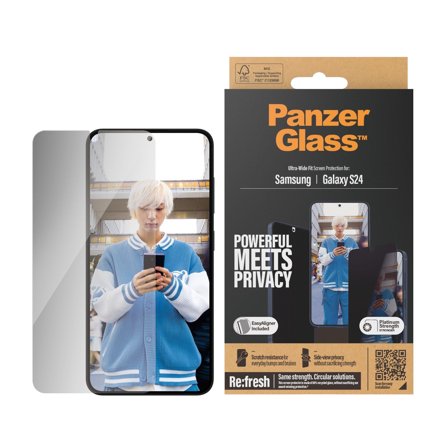 Panzer Privacy Samsung Galaxy S24 | Ultra-Wide Fit w. EasyAligner Screen Protector PanzerGlass - High quality tempered glass screen protector