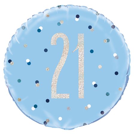 21 Års Folieballong Blå & Silver