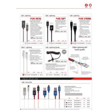 USB-kabel - iPhone 5-6-7-8-X - 1m - Metall - Laddning och datatransfer