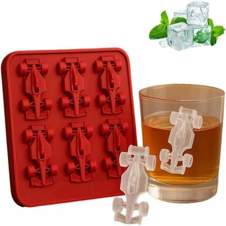 Generisk F1 Isform, Formel Racing Bil Isform, 6-Håls 3D Racerbilsformad Isbricka och DIY Bakverktyg, Chokladformsramar