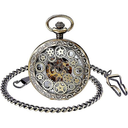 Mænds Romertal Skala Lommeur Med Halskæde Kæde Analog Manuel Opvinding Gave