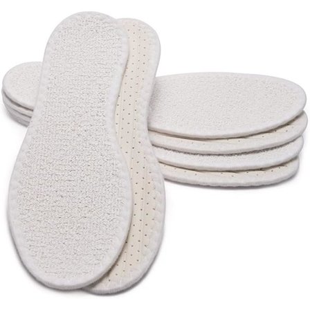 (26cm) 3 par bomullsfrotté barfotsåler med latexdemping, såler mot ubehagelige lukter og bakterier