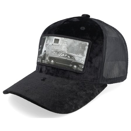 Calza Pennello - Svart trucker Caps - Italy Street And Classic Car Velvet Black A-Frame Trucker @ Hatstore