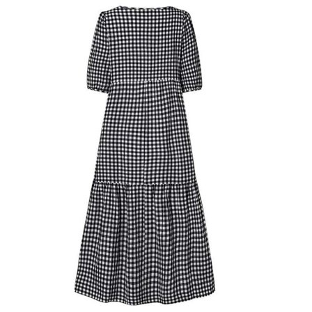 Dame sommerpledd Puffy kortermet midikjole_yu