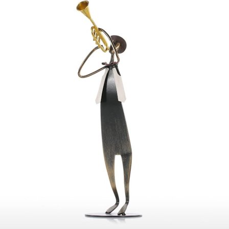 Cowboy Band, Trompet, Trompet, Metall, Jern, Skulptur, Håndlaget, Baking, Malt