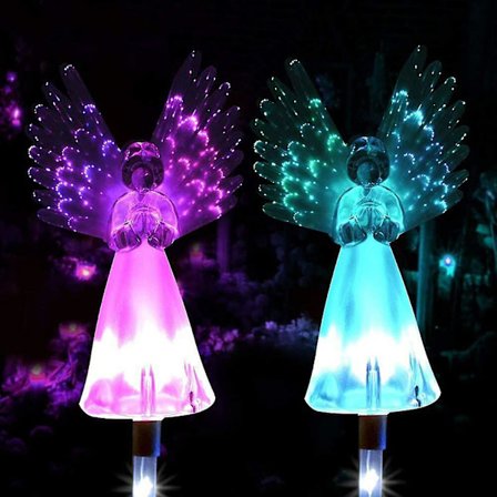 Solar Light Angel, paket med 2 av ängelvägen Stake Lights Bright Wings Färgade lampor (pack om 2)
