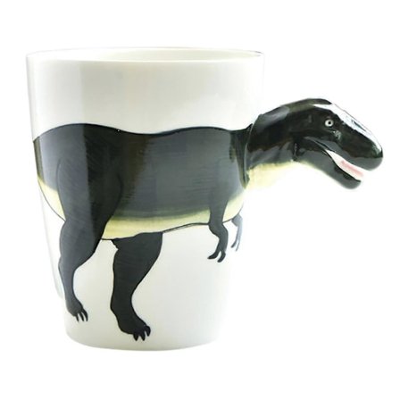 14oz Dinosaurkrus - Unik Håndmalt Nyhet 3d Keramisk Dino Kaffekrus - Snngv