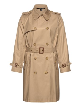 Lauren Women Double-Breasted Cotton-Blend Trench Coat - Beige - 50-52